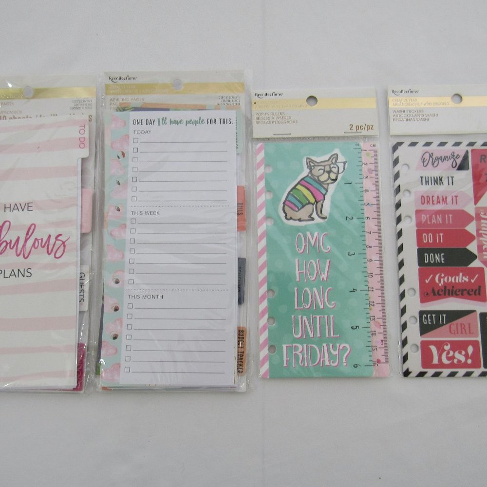 Recollections Planner Page 4 pack bundle - Wedding, Adulting, Stickers, Rulers